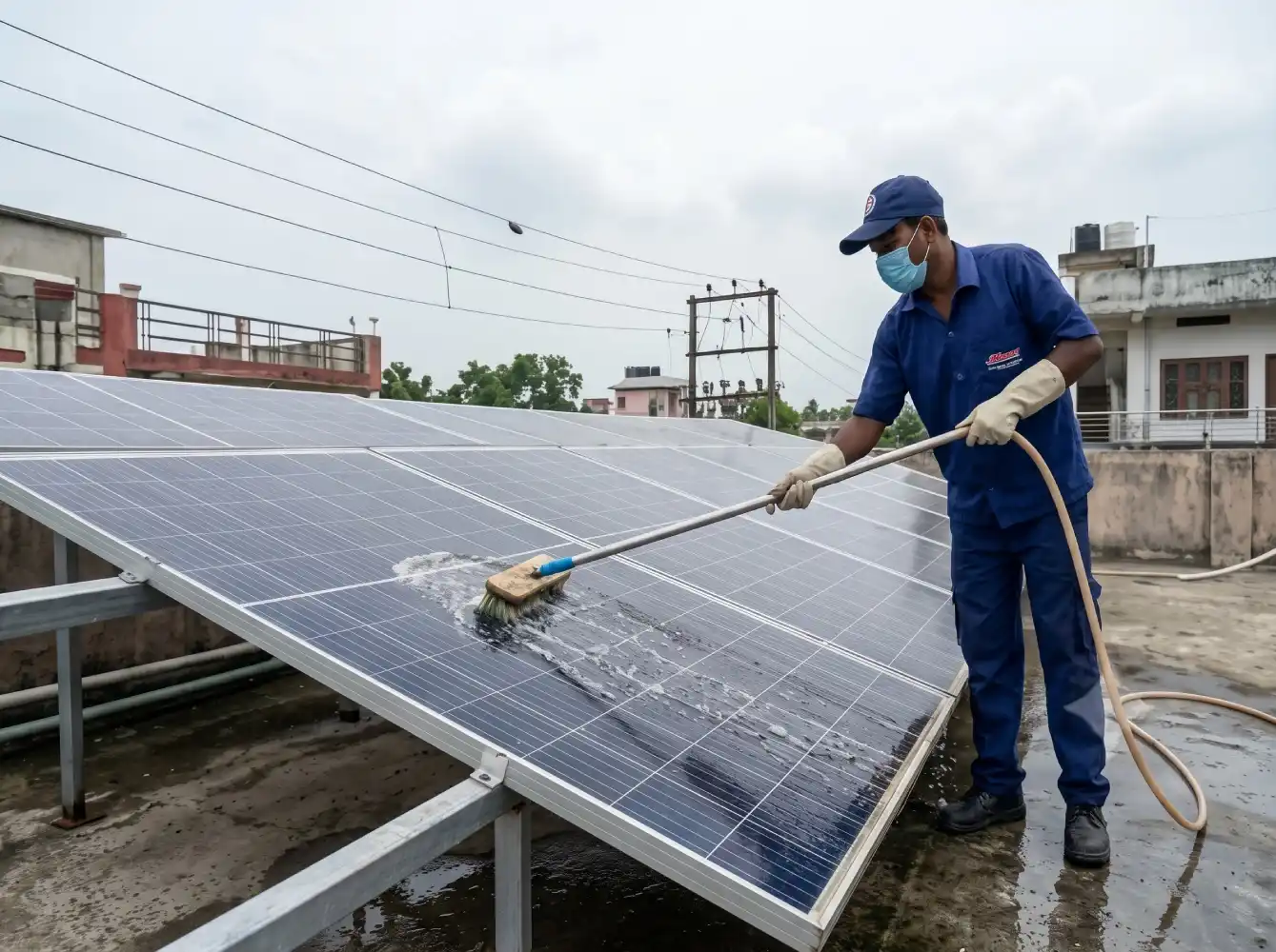 Solar panel preventative maintenance and cleaning in Assam