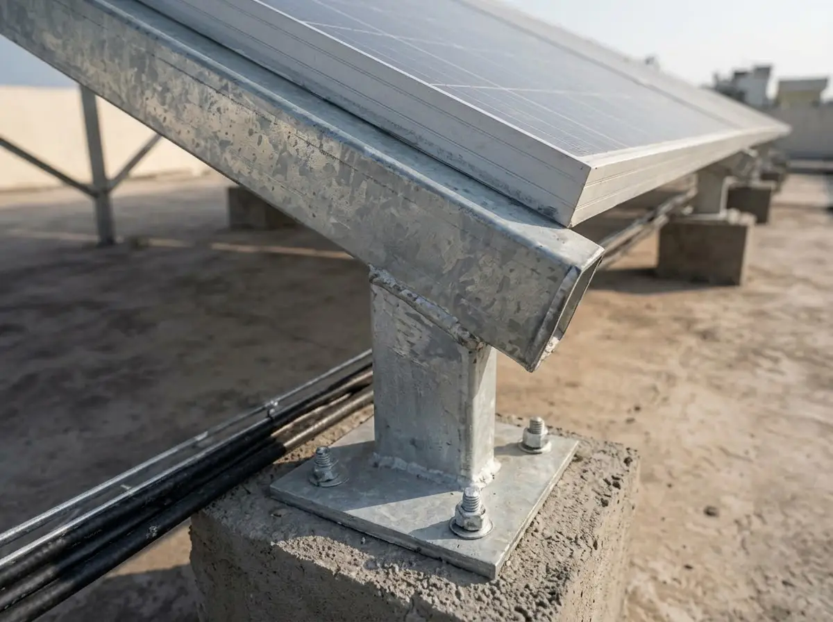 Hot-dip galvanized iron elevated rooftop solar mounting frame structure