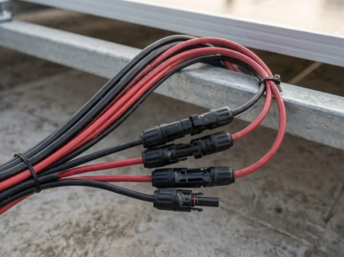 UV-resistant DC solar power cables with waterproof MC4 connectors